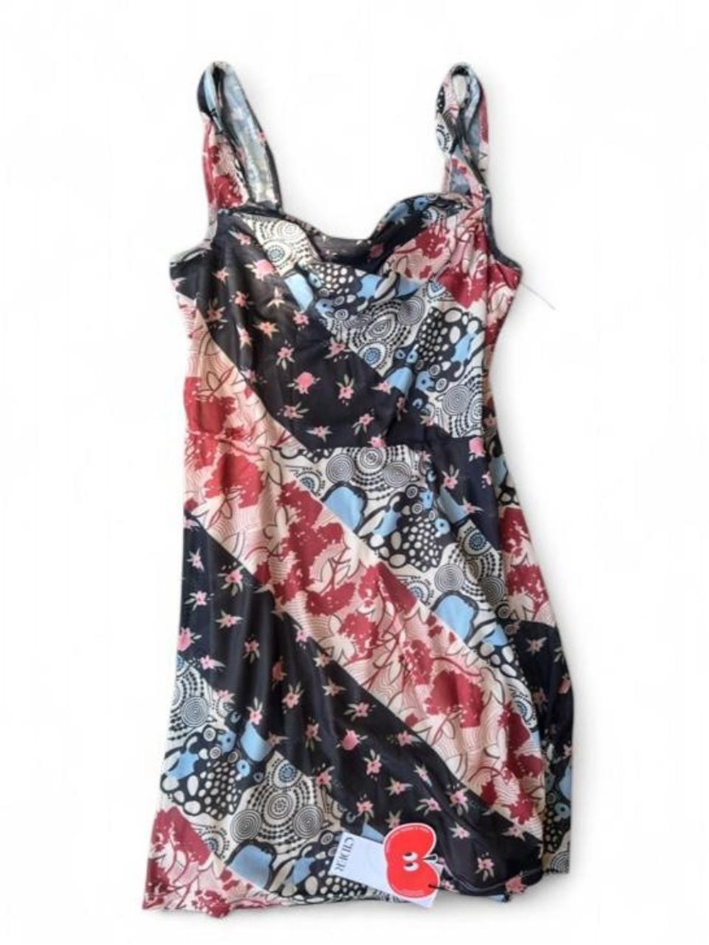 NWT Cider Mini Tank Dress Mesh Patchwork Abstract Print Size Medium y2k